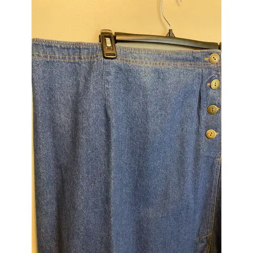 American Vintage Vintage Deadstock Blue Denim Midi Length A-Symmetrical Skirt Plus Size 26W