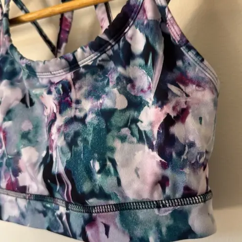 Gaiam XS Strappy Sports Bra Aquifer Shiva Willow Print‎ Moisture-Wicking Yoga