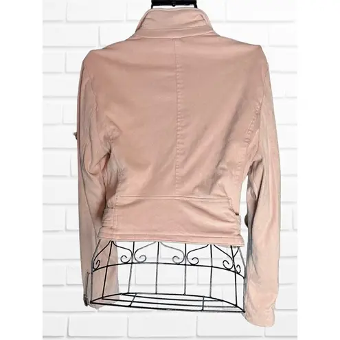 Ashley Outerwear Womens Size M Faux Suede Crop Jacket Pastel Pink Asymmetrical