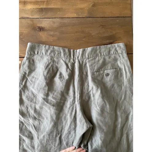 Wilfred Aritzia Cuffed Drawstring Green Linen Blend Casual Pants Vacation 8