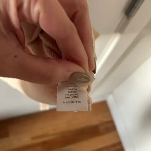 Cuyana Short Sleeve Sweatshirt with Tassels in Blush Pink size XL