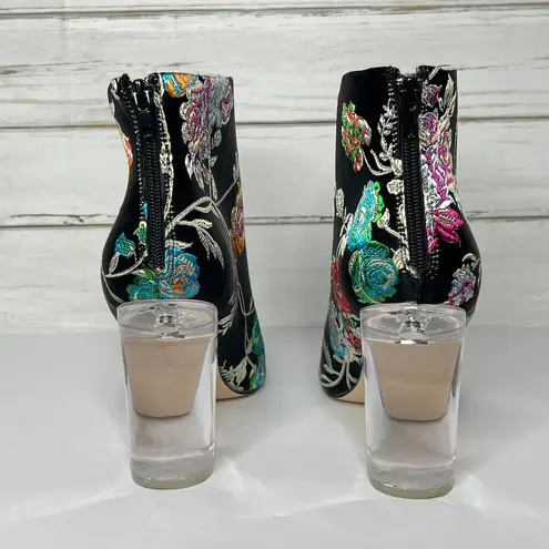Privileged Audra Black Floral Ankle Bootie Heels Shoe Size 10