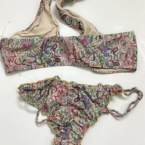 PilyQ New. PQ shimmer paisley bikini. D-cup/L-bottom. Retails $152