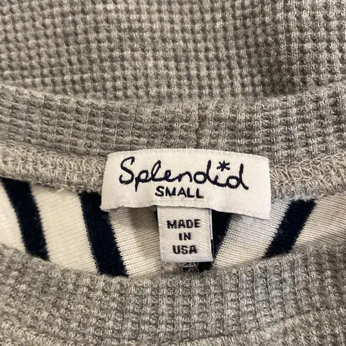 Splendid Venice Thermal Waffle Knit Stripe Raglan Top Size Small