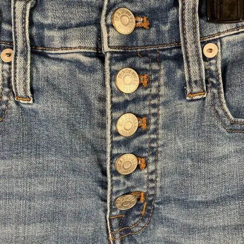 Madewell  High Rise Denim Shorts Button Fly Raw Hem‎ Blue Jean Sz 24 Distressed