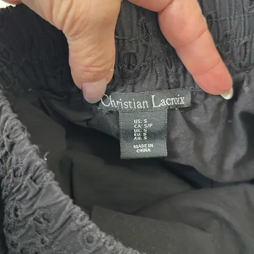 Christian LaCroix Black Eyelet Cargo Joggers