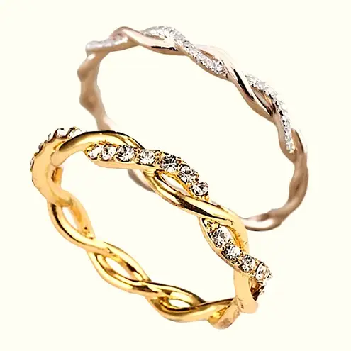 Boutique 14k Gold Plated 925 Silver Simulated Diamond Eternity Stacking Ring, Size 7‎