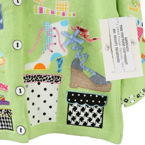 NWT Design Options Philip & Jane Gordon Shoes Applique Cardigan Sweater M Size M