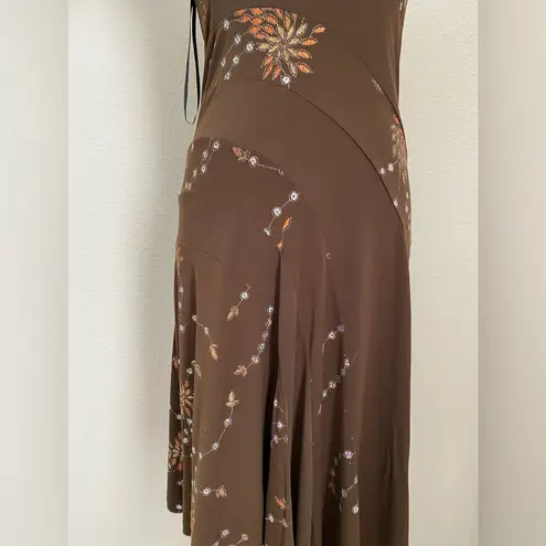 A Byer Glitter Embroidered Floral Formal Halter Dress, Size Medium