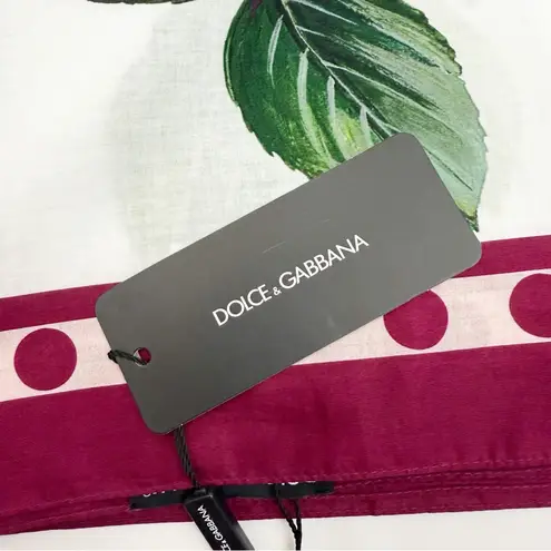 Dolce & Gabbana Floral Tropical Rose Print Cotton Scarf Wrap Pink White