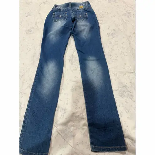 Tush push Women's Distressed Straight Jeans Size 13 Blue Denim