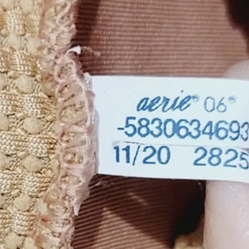 Aerie  Waffle High Cut Cheeky Bikini Bottom Raw Sienna Tan Large