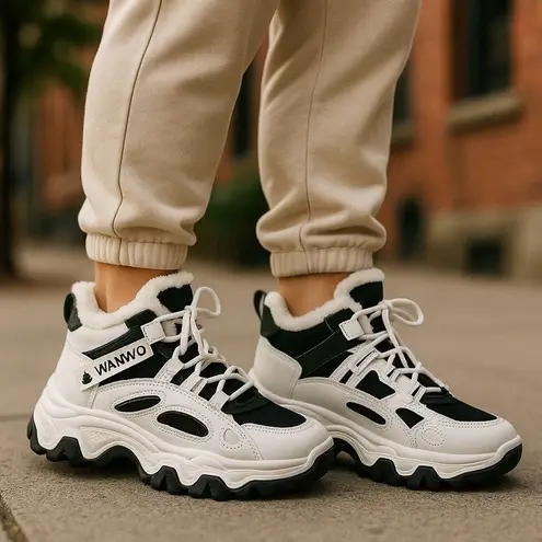 NWOT ~ Black & White Lace Front Workout Sneakers Athletic Shoes ~ EU 38