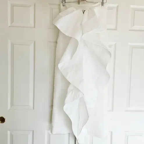 Rebecca Vallance Lily Strapless Ruched Midi Dress Ivory US 10 UK 14 White