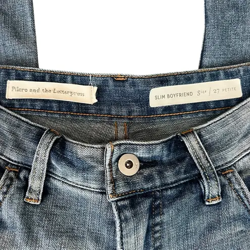 Anthropologie Pilcro Women’s Slim Boyfriend Red Tassel Cropped Jeans Size 27 P Blue