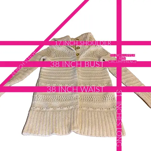 RACHEL RACHEL ROY CREAM ACRYLIC BLEND CABLE KNIT CARDIGAN SWEATER (S)