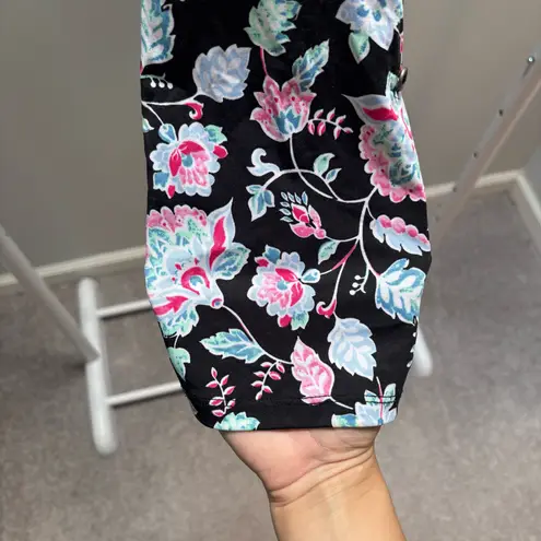 kim rogers Black Floral Quarter Button Blouse