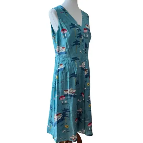 BODEN Dress 12 100% Cotton Resort Boho Beach RARE Riviera Mediterranean Seaside Blue