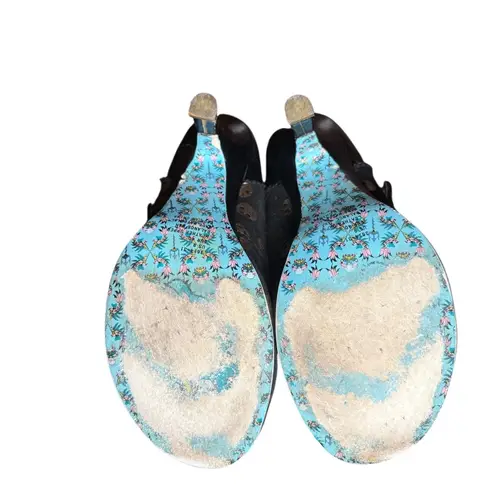 Irregular Choice Skull Mary Jane Heels Black Gold T Strap Unique Bow Shoes 9