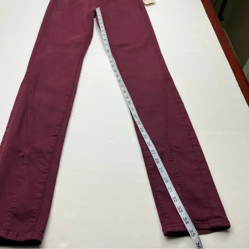 MOTHER Denim Mother The Rascal Sliced Up Heel Burgundy Play Date Denim Jean Women Size 26 NEW