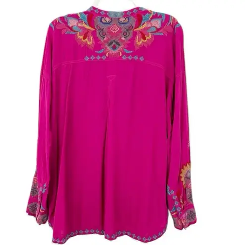 Johnny Was Biya Atterholt extremely heavily embroidered button-down blouse RARE