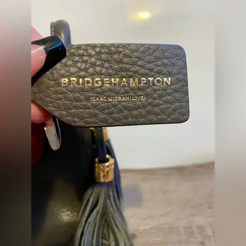 Isaac Mizrahi NWOT pebbled leather charcoal/brandy crossbody bag