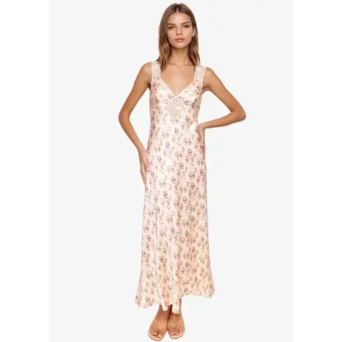 Cami NYC Rika Floral Hammered Silk Dress ivory pink size 6