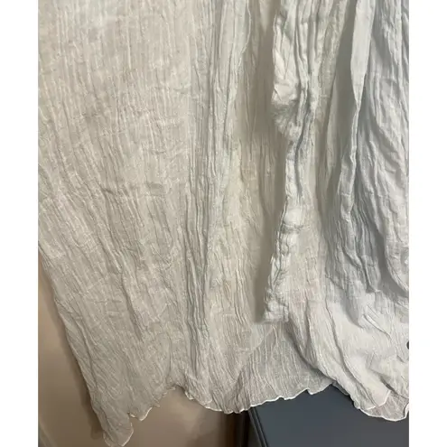 Vtg Priamo Robe Women Large Blue Lace Ruffle Tie Maxi Long Gauzy Sheer Lounge