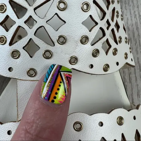 Furla Aurora Laser Cut Lace Pattern Leather Sandals EUR38 Petalo LE White $345