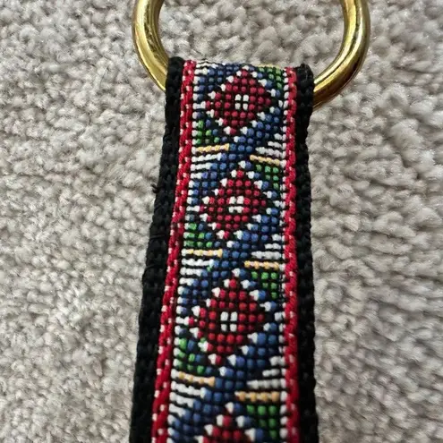 Vintage Style Embroidered Belt with Horsebit Buckle – Equestrian Chic Red