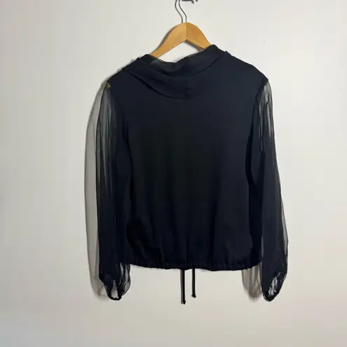 Gorgee Originals Vintage Top Women Black Sheer Sleeve Cowl Lagenlook Minimal Size L