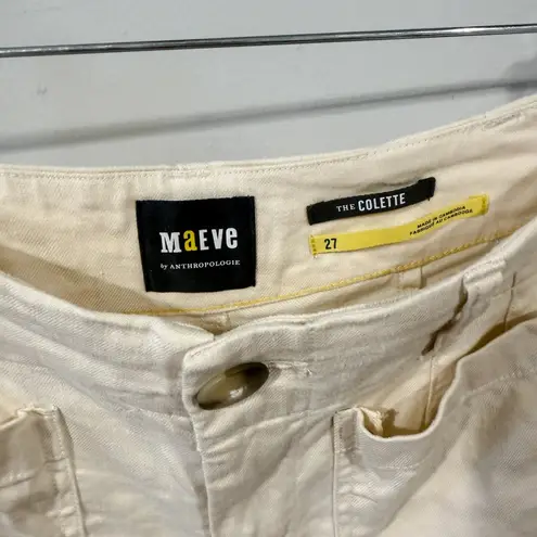 Maeve Colette Linen Blend Crop Wide Leg Pants Size 27 White Chalk EUC