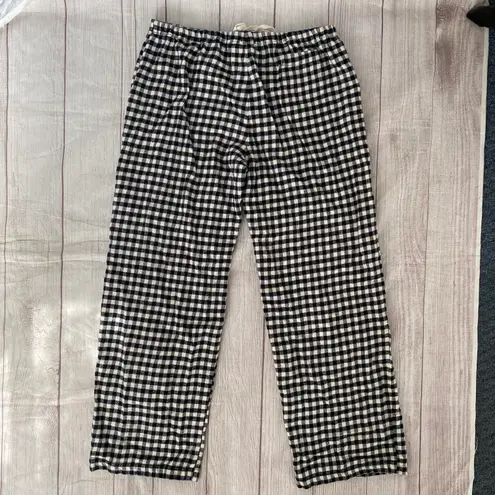 Ralph Lauren women M 100% cotton pull on plaid pj pants black & white