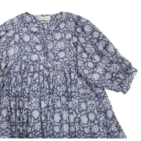 NWT Daughter's of India Kyra Midi in Blue Iris Floral Cotton Dress XXL 2XL