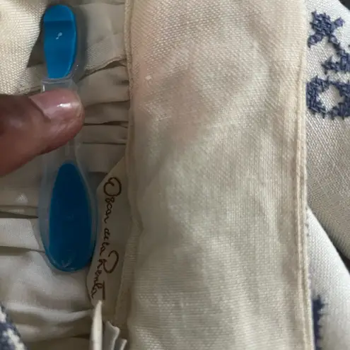 Oscar de la Renta vintage heavy Linen embroidered full skirt 8 60s 70s Rare