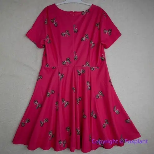 Unique Vintage X GB Sunflower Bikes Pink Fit-And-Flare Dress, size 1X