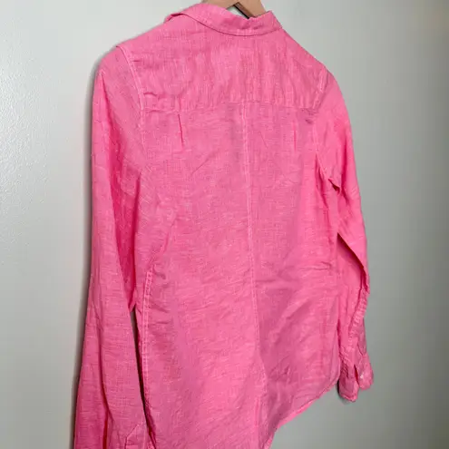 Frank & Eileen 100% Linen Barry Button Front Long Sleeve Shirt Pink Size Small - Image 6