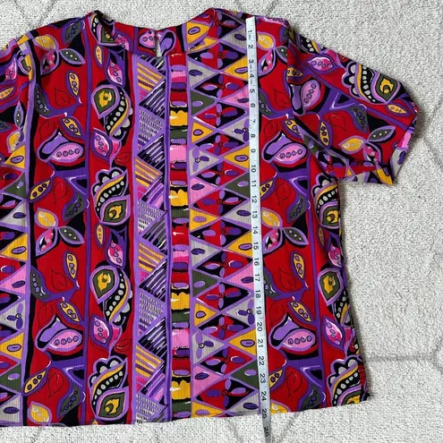 Vintage Multicolored Island Graphic Floral Geometric Pattern Crew Neck Top Size undefined
