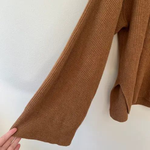 Lacausa La Brea Cotton Cashmere Henley Oversized Sweater Chestnut Brown