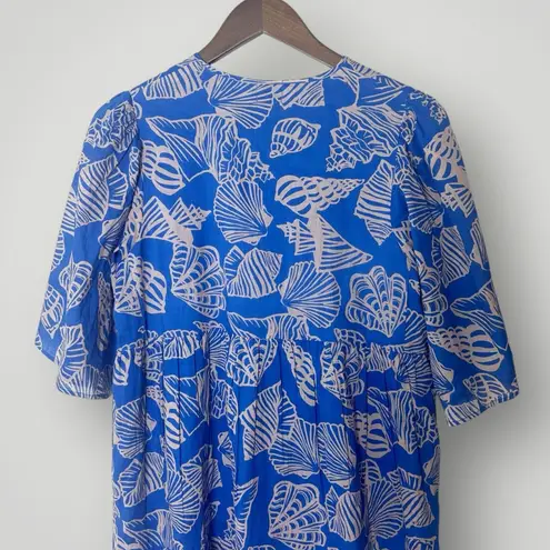Sunshine Tienda Blue Shell Print Cotton Dress V