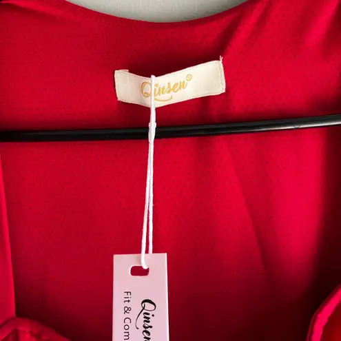 Red Sleeveless Dress Qinsen Mini Square Neck Bodycon Party Cocktail Size Medium