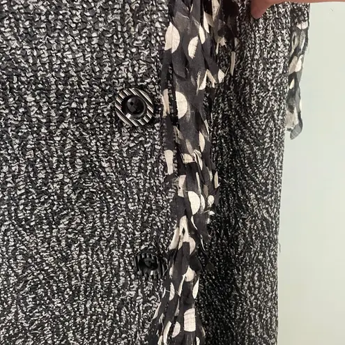 Vintage Jerry T Womens Long Jacket Large Polka Dot Fringe Lightweight Evening Black