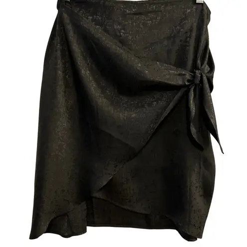 Status by Chenault Black Textured Tie Waist Midi Skirt Women's XL