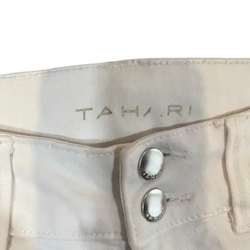 Tahari White Raw Hem Fringe Ankle Skinny Classic Denim Jeans Women Sz 6