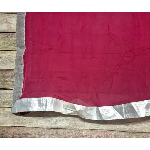 None Ethnic Scarf Shawl 30" X 90" Metallic Gold & Red Pakistani Indian Duppata Saree