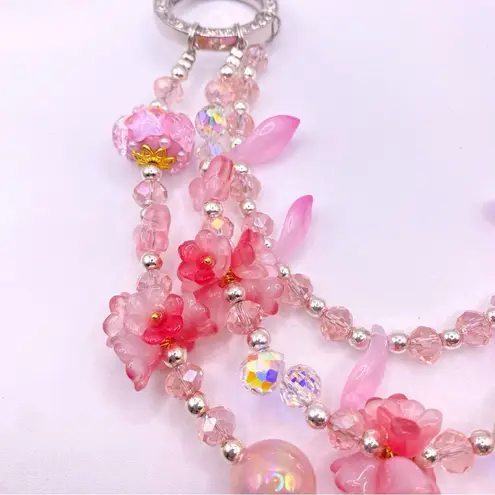 Handmade 🌸 Luxury Bag/Phone Chain Charm/Keychain Triple-Layer Flowers Fancy Crystal Beads