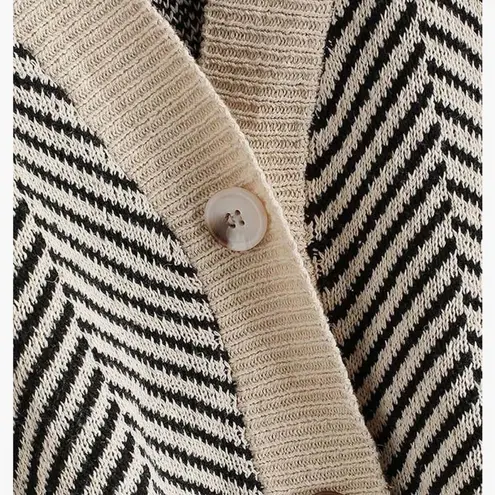 Zaful  Women's Striped Cardigan OSFM Button Up Open Front Knit Oversized Sweater