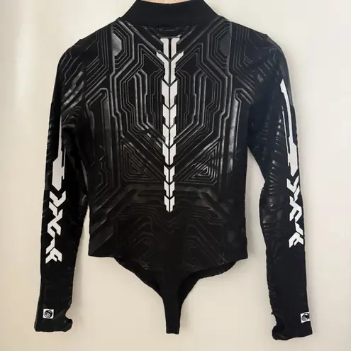 NEO4iC Body Suit Futuristic Cyber Streetwear Cerebral Long Sleeve Black Medium