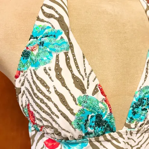 Y2K Hermanny by Vix Tankini Top Swimsuit Swim Halter M Medium 8 Blue