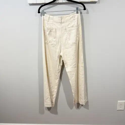 Maeve Colette Linen Blend Crop Wide Leg Pants Size 27 White Chalk EUC